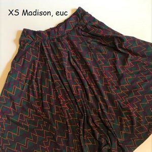XS Lularoe Madison full skirt, purple green cottony